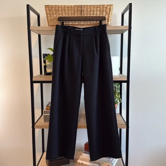 Abercrombie & Fitch Black High-Rise Wide Leg Career Trouser Dress Pants, 27/ 4 - Picture 1 of 9